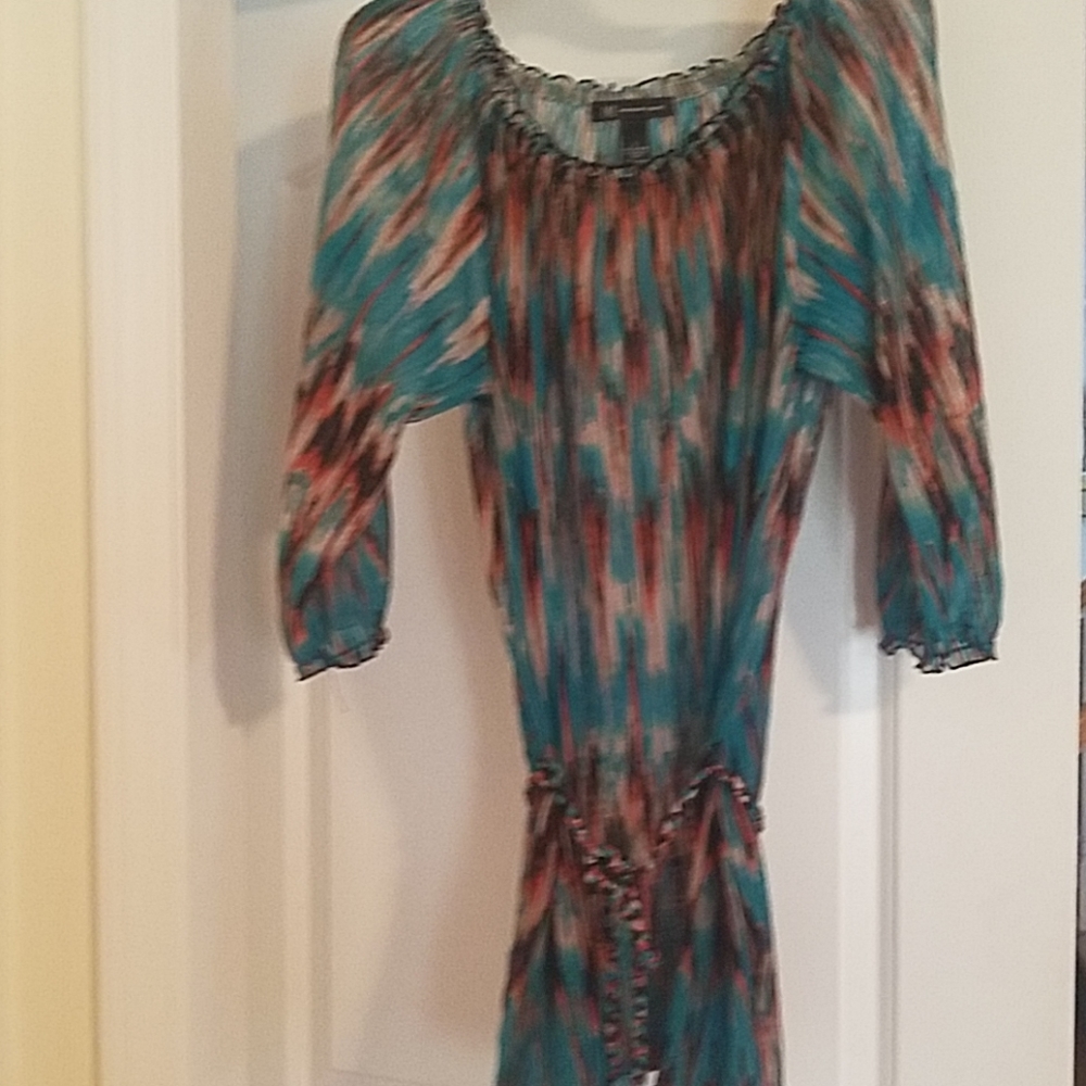 Sheer Tunic Top with Braided Belt